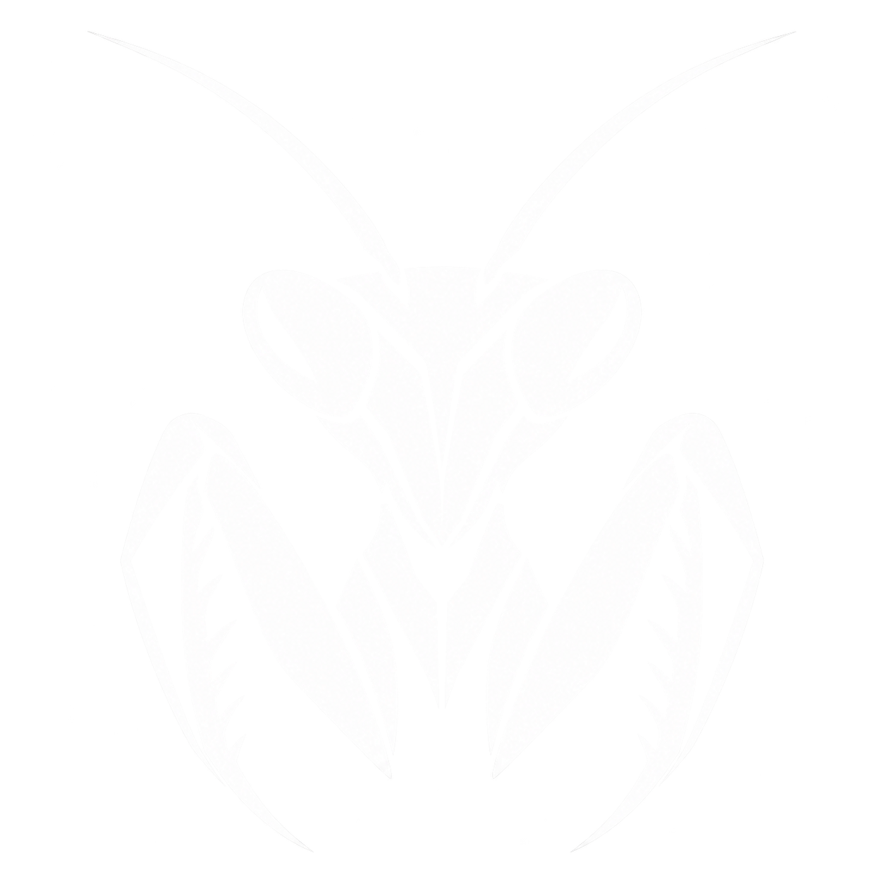 Stylized praying mantis emblem